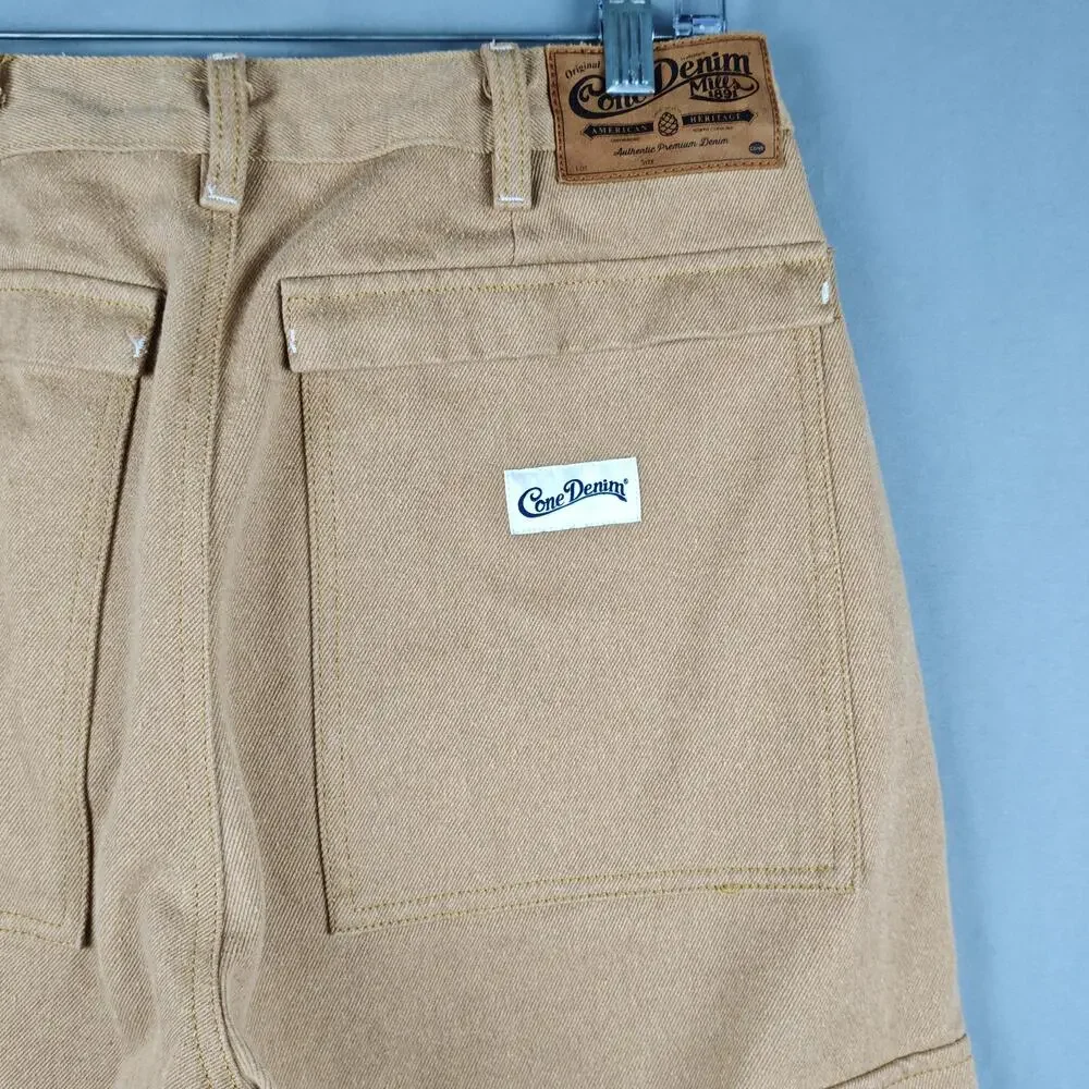 Cone Denim Carpenter Pants Mens 36x27 Brown Relaxed Fit Workwear Utility Pockets